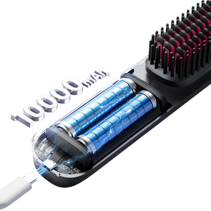 Hair straightener showing it's battery capacity and inside look of the device